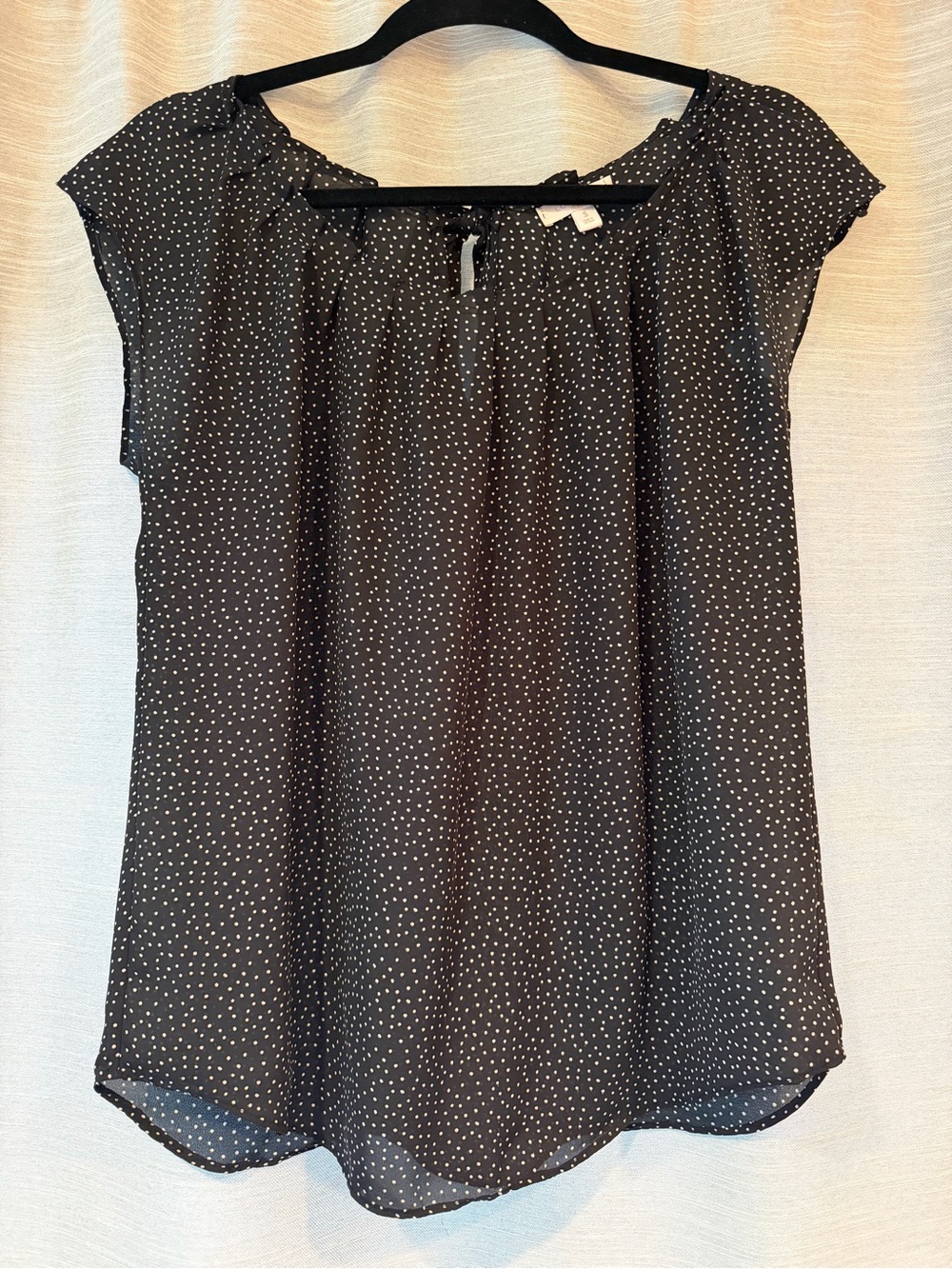 LC Lauren Conrad Black Polka Dot Cap Sleeve Blouse